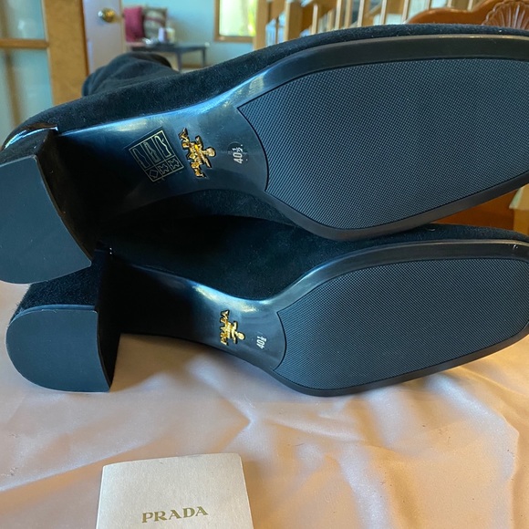 Prada Black Suede tall boots Black EU 40.5 US 10.5 - Picture 8 of 11